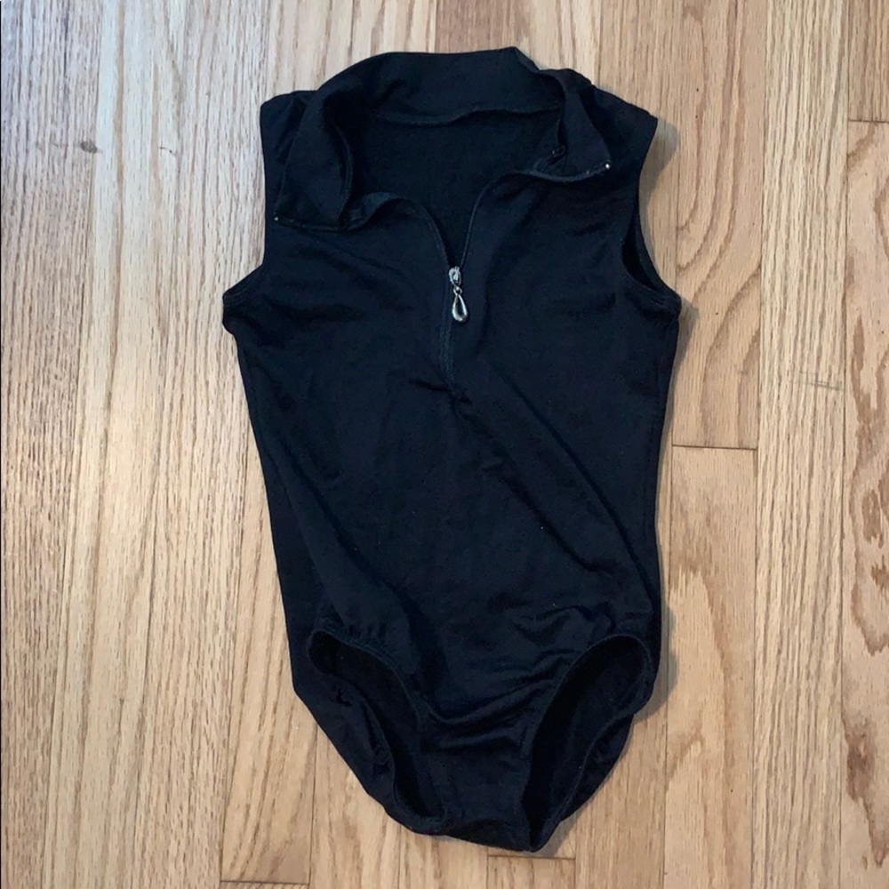 Motionwear Girls Black Zip Leotard